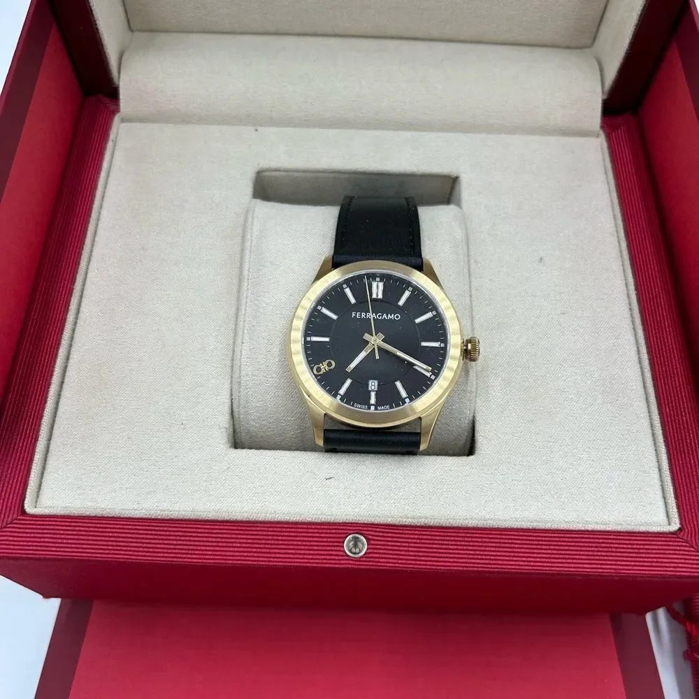 Men's Salvatore Ferragamo, Swiss watch 42 mm black strap NWT